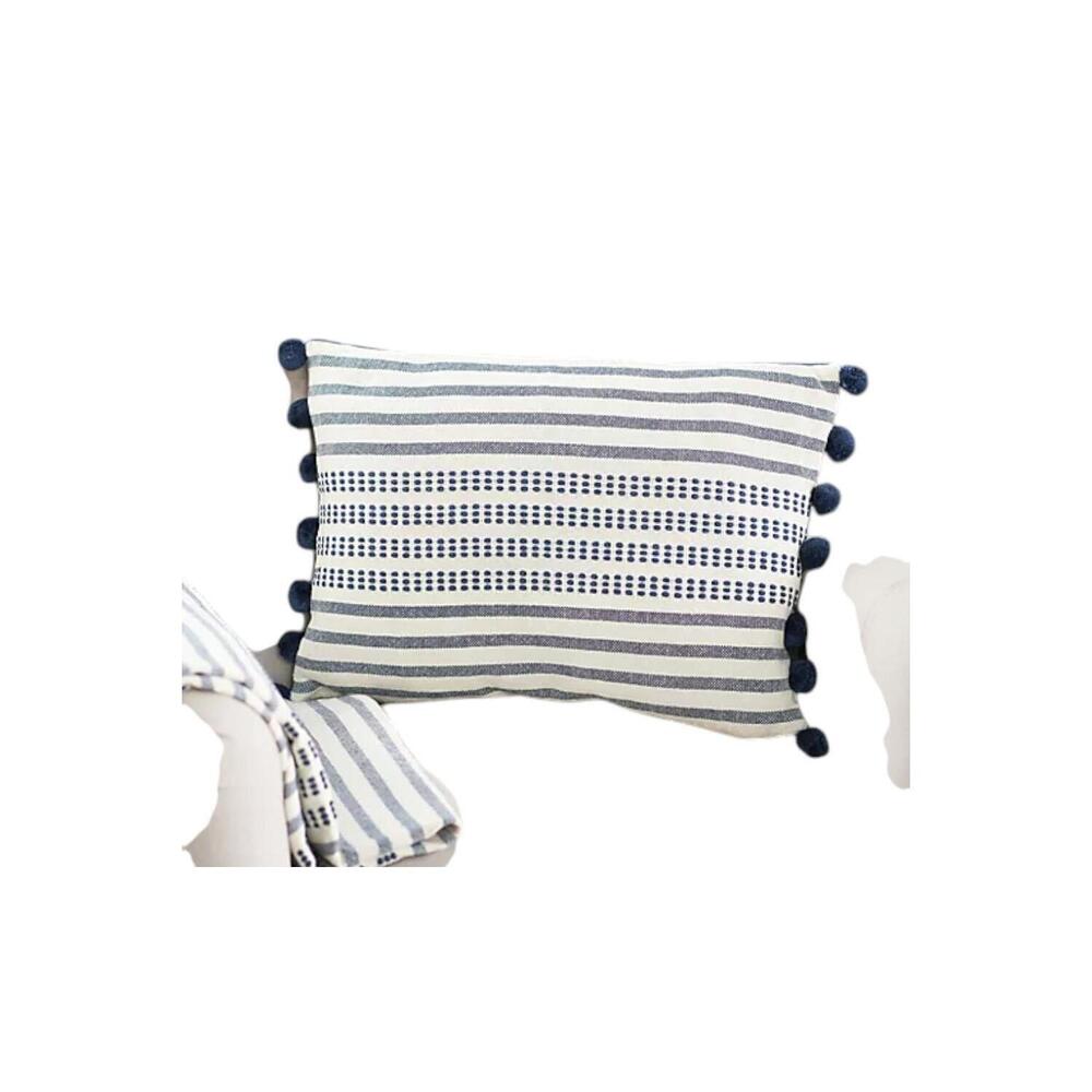 Bobby Berk 100% Cotton Woven Dec. Pillow w/ Pom Poms
